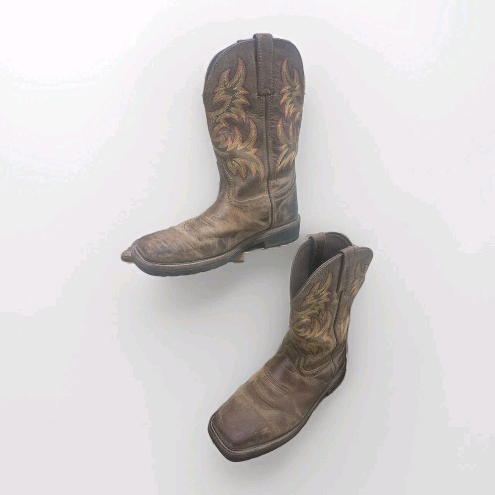 Justin Men's Driller 11" Leather Square Soft Toe Work Boots Size 12 EE